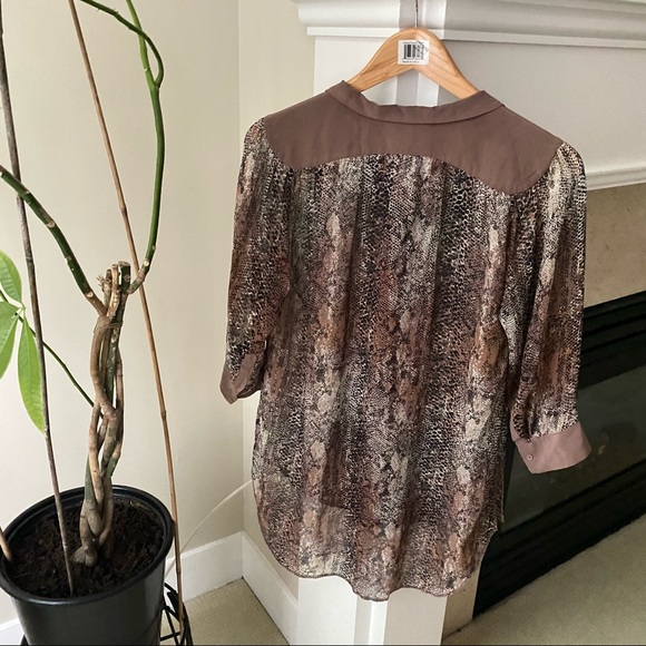 WILFRED Brown Silk Snakeskin Blouse - Picture 6 of 9